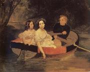 Karl Briullov Portrait of the artistand Baroness yekaterina meller-Zakomelskaya with her daughter in a boat Germany oil painting artist